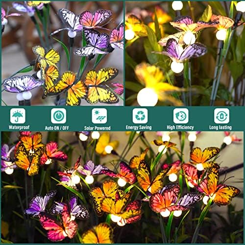 TONULAX Solar Garden Lights - 4 Pack Swaying Butterfly Light, Swaying in The Wind, Solar Outdoor Lights, Yard Patio Pathway Decoration, High Flexibility Iron Wire & Realistic Butterflies - Image 3