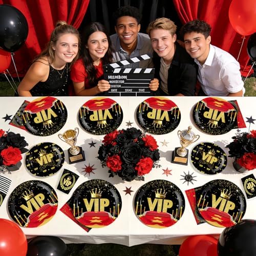 168Pcs Red Carpet Movie Star Party Decorations, Serves 24 - Image 5