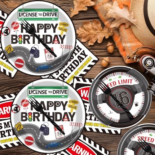 16th Birthday Party Decorations 96PCS Plates Napkins Forks - Image 5