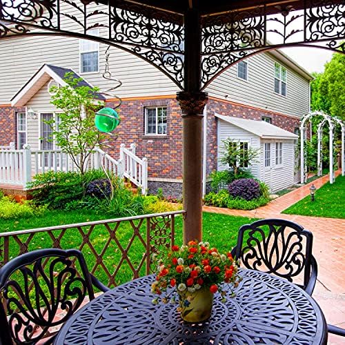 Fonmy Gazing Ball Spiral Tail Wind Spinner Stabilizer with Swivel Hook 11inch Stainless Steel Tail and 2 inch Green Glass Orb. Indoor Outdoor Garden Decoration Hanging Ornaments 13 inch Height - Image 4