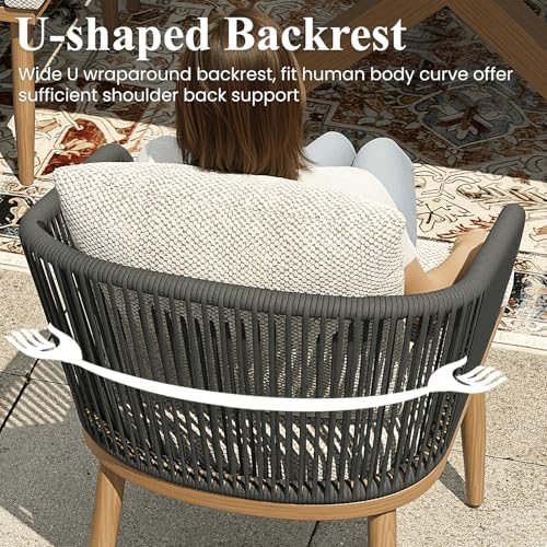 LayinSun 7 Pieces Outdoor Patio Dining Set, Aluminium Rectangular Dining Table and Wicker Rattan Chairs Set for Outside Backyard, Poolside - Image 3
