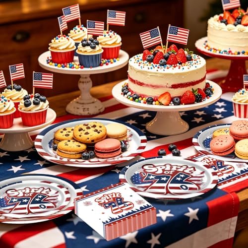 180Pcs 4th of July paper Plates and Napkins Party Supplies,Serve 60 - Image 5