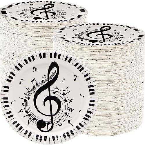 80 Pcs Musical Notes Paper Plates - 7" Music Dessert Plates for Rock Band Concert Theme Birthday Party Supplies Decorations by GOGUOGOFA