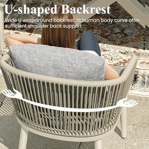 LayinSun 11 Pieces Outdoor Patio Dining Set, Aluminium Rectangular Dining Table and Wicker Rattan Chairs Set for Outside Backyard, Poolside - Image 3