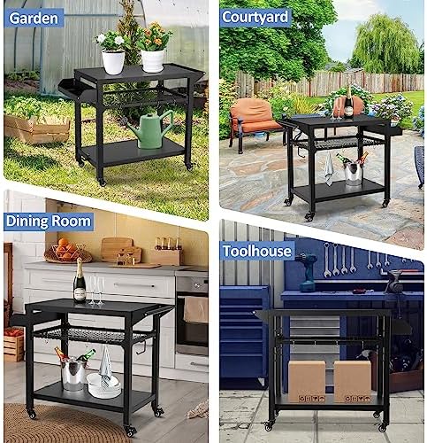 Spurgehom Outdoor Grill Cart, Pizza Oven Stand Table with Wheels - Image 7
