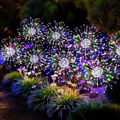 8Pack Solar Lights Outdoor, Multicolor Firework Lights by Suncket