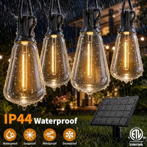 Hotsonic Solar Outdoor String Lights Waterproof, 50FT Remote Control LED Outside Lights with Shatterproof Bulbs, Dimmable Hanging Lights for Patio Porch Garden pergola Yard House Bistro Party decors ﻿ - Image 4