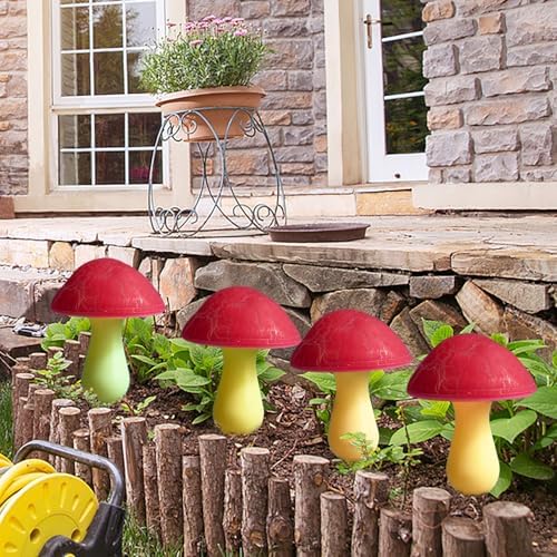 Solar Mushroom Lights Garden Decor 8 Red Crack Mushrooms Outdoor Decor Stake Lights, Waterproof Solar Pathway Light Gardening Gifts for Landscape Easter Gnomes Yard Halloween Christmas Decorations - Image 4