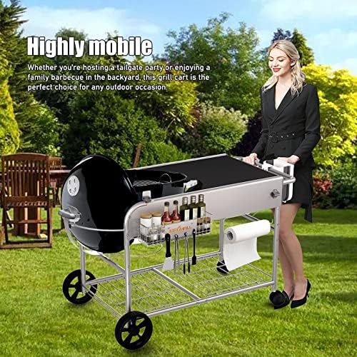 Grill Table for Weber 22" &18" Original Kettle, for Weber Grill Table, Stand Cart for JumboJoe Master-Touch Charcoal Outdoor Prep Performer Charcoal Accessories for Outside - Image 2