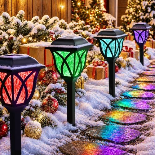 GIGALUMI Solar Christmas Lights Outdoor Decor, Multicolor Pathway Lights by GIGALUMI