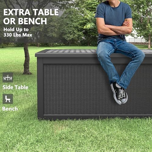 KAMABOKO Outdoor Storage Box, 330 Gallon Deck Box Outdoor Waterproof - Image 6