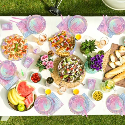 168Pcs Iridescent Birthday Party Decorations for Girls Bridal, Serve 24 - Image 5