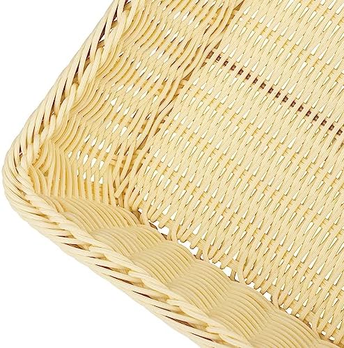 GNIEMCKIN 3 PCS 16 Inch Wicker Bread Basket, Woven Serving Basket for Restaurant, Bakery, Family Party, Hotel, Fruits, Vegetables and Snacks - Cream - Image 3