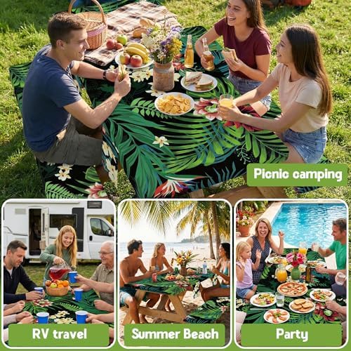 Picnic Table Cover with Bench Covers Waterproof Elastic Rectangle Tablecloth Camping Essentials Supplies Rv Car Travel Gear Must Haves Accessories Fitted Table Cloth Outdoor Road Trip Camper Gifts 6ft - Image 6