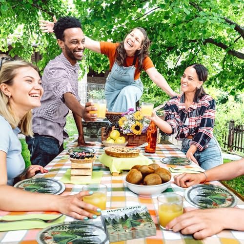 40pcs Camping Party Supplies,Adventure Party Decoration Supplies,Used for Happy Camper Party Decoration,Disposable Tableware for 20 People,Include 20 dinner plates,20 Napkin - Image 6