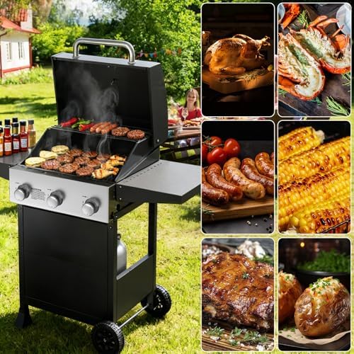 Veralune 3 Burner Gas Grill, Outdoor Propane Grill with Wheels, 445 SQ. IN - Image 7