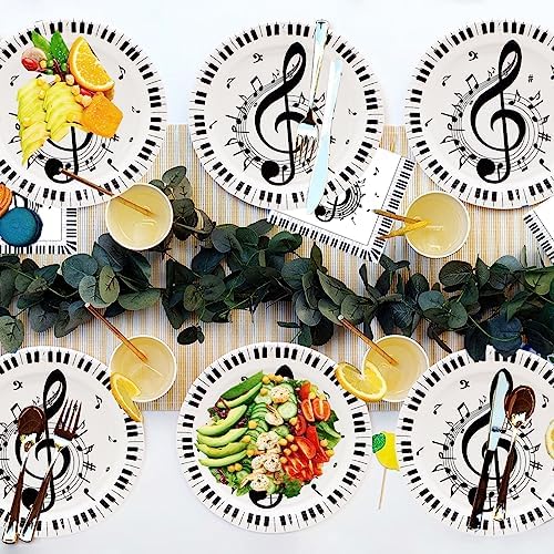 80 Pcs Musical Notes Paper Plates - 7" Music Dessert Plates for Rock Band Concert Theme Birthday Party Supplies Decorations - Image 4