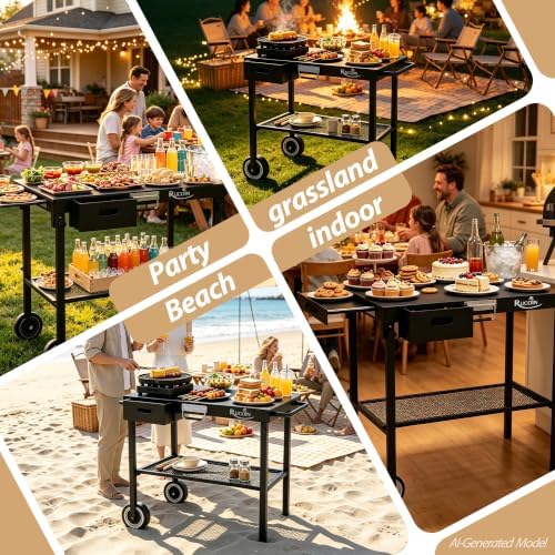 Grill Cart - 31" L×29" H×18" W Heavy Duty Pizza Oven Stand - Image 6