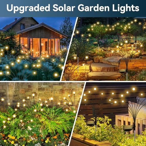 Solar Garden Lights Outdoor Waterproof, 6 Pack 48 LED Swaying Firefly Lights Outdoor Decor Light for Pathway Party Christmas Decoration, Unique Gifts for Women, Warm White - Image 5