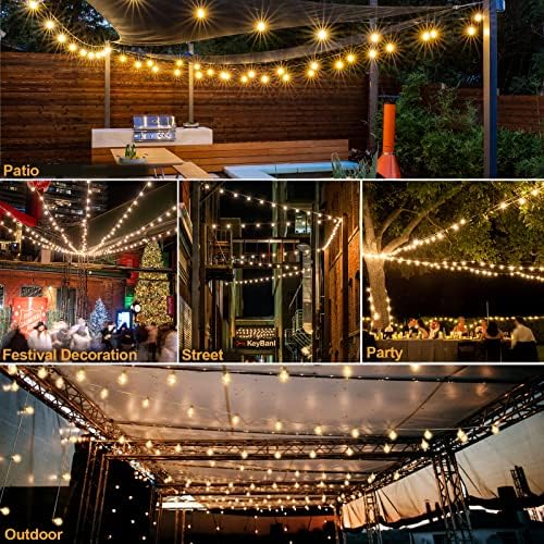 Mlambert 100Ft(2x50Ft) Outdoor String Lights, G40 Globe Patio Lights with 50+4 Waterproof Hanging LED Bulbs for Party Cafe Camping Outside-White Wire - Image 6