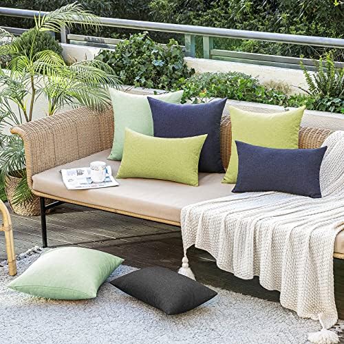MIULEE Decorative Outdoor Pillow Covers Lumbar Waterproof 12x20 Black - Image 6