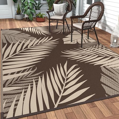 GENIMO Outdoor Rug, Waterproof Plastic Rugs 9'x18' for Camping Coffee Beige by GENIMO