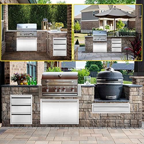 24" W Outdoor Kitchen Drawer Stainless Steel BBQ Single Drawer Flush Mount for Outdoor Kitchen Island(Overall Size:24" W x 6.5"H x 23" D inch) - Image 2