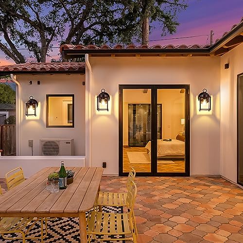 MATAMEYE Outdoor Wall Lantern, Exterior Dark Chocolate Waterproof Wall Sconce Lighting Fixture, Front Door Wall Lamp with Clear Beveled Glass, 2 Pack - Image 6