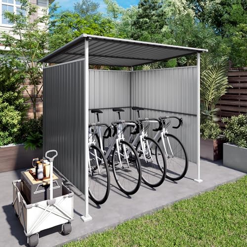 6x6FT Open Air Storage Shelter, Metal Outdoor Garden Shed, Doorless Patio Organizer for Bikes Motorcycle BBQ Tools Pet House Weather Resistant Backyard Storage Cover Canopy Utility Shelter by GDFStudio