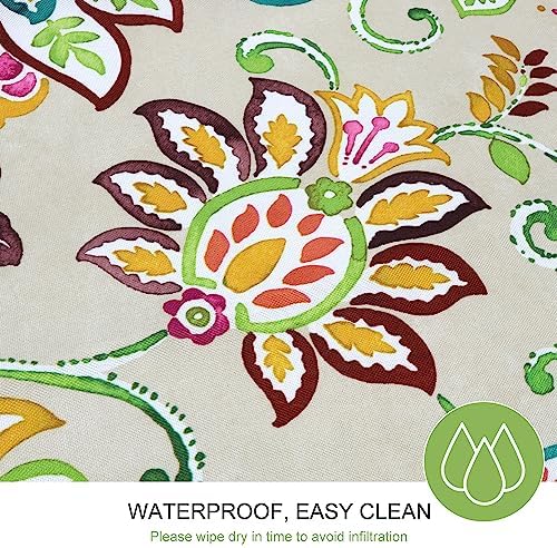 ColorBird Vinyl Tablecloths for Rectangle Tables, 60×84 inch Patio Tablecloth with Umbrella Hole Rectangle Red Bosemia Flower Plastic Table Cloth for Patio Garden Tabletop - Image 5