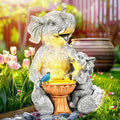 GIGALUMI Solar Garden Statues Bird Bath Elephant 9", Loving Elephant Decor, Yard Decorations Outdoor, Elephant Figurine Lights for Outside, Garden Decor Unique Housewarming Gifts for Women, Mom by GIGALUMI