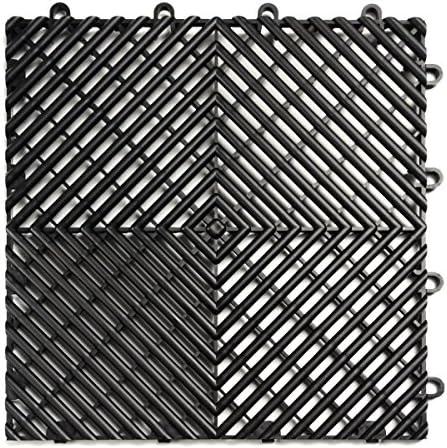 SnapLock RaceDeck Free-Flow 12"x12" Interlocking Garage Tiles, 48pk, Black by BigFloors