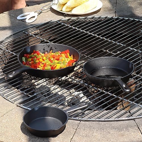 Sunnydaze 3-Piece Pre-Seasoned Heavy-Duty Cast Iron Skillet Set - 6-Inch, 7-Inch, and 10-Inch Black Metal Frying Pans - Image 4