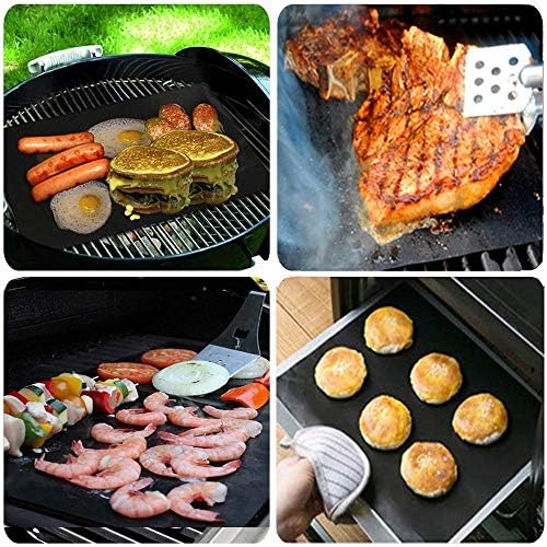 BBQ Grill Mat, Non-Stick Grill Cooking Mat Teflon Reusable Barbecue Baking Mats, Heavy Duty,Easy to Clean - Works on Electric Grill Gas Charcoal BBQ (6X(33X40) cm) - Image 3