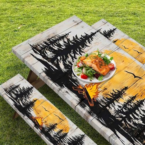CAPSCEOLL Picnic Table Cover with Bench Covers 6ft - Camping on Wood - Image 6