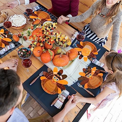 Whaline 48Pcs Thanksgiving Paper Plates Turkey Shaped Disposable Decorative Tableware for Fall Party Supplies Autumn Holiday Catering Events, 11.4 x 11.6 Inch - Image 4