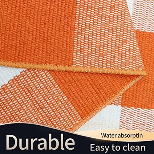 SEEKSEE Halloween Decor Buffalo Plaid Outdoor Rug 27.5x43 Orange and White Front Door Mat, Layering Rug for Porch, Halloween Doormat, Front Porch Rug for Outdoor Entrance Entryway Patio Porch Decor - Image 7