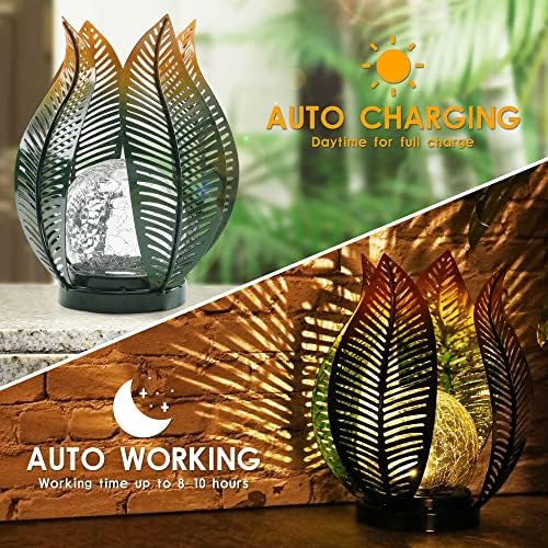 Solar Garden Lights Outdoor Decorations Garden Decor,Crackle Globe Glass,Gardening Gifts Waterproof Solar Lights for Outdoor Decor Patio,Lawn,Balcony,Porch,Yard Art - Image 6