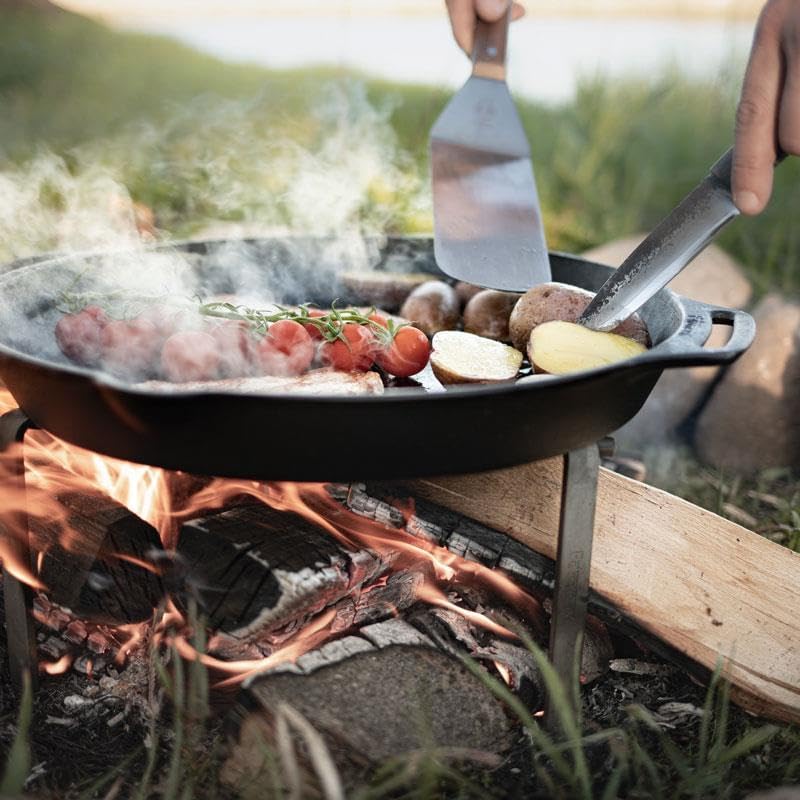 Petromax Cast Iron Fire Skillet for Kitchen or Camping, Pre-Seasoned Cookware for Campfire or Home Oven and Stove, Conducts Heat Evenly, Side Handles, 16" - Image 2
