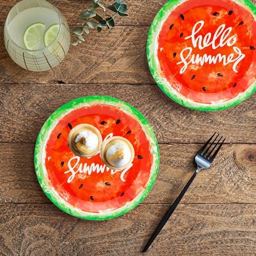 50Pcs Watermelon Party Supplies Watermelon Paper Plate,7" Sweet Water melon Dessert Plates Summer Fruit Plates for Baby Shower Summer Fruit Birthday Party Decor (Red) - Image 7