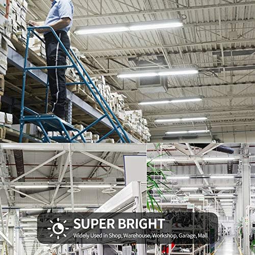 4 Pack, LED Shop Light, 4FT 60W 9000LM 5000K, Daylight White, V Shape 4 Row, Clear Cover, High Output, Linkable, T8 LED Tube Lights, Shop Lights for Garage 4 Foot with Plug - Image 3
