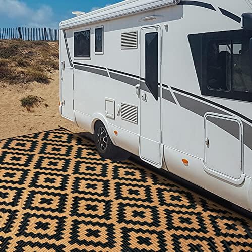SAND MINE Reversible Mats, Plastic Straw Rug, Modern Area Rug, Large Floor Mat and Rug for Outdoors, RV, Patio, Backyard, Deck, Picnic, Beach, Trailer, Camping, Black & Brown, 6' x 9' - Image 7