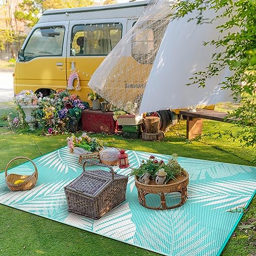 GENIMO Outdoor Rug, Waterproof Plastic Rugs for Patio, 8'x10' Ocean White - Image 3