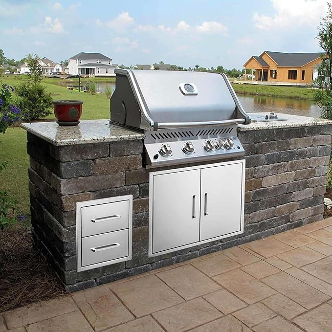 Outdoor Kitchen Drawers Stainless Steel, Flush Mount BBQ Island Built-in Drawer Weatherproof for Outdoor Kitchen Island and Grill Station (14"W x 15"H x 23"D) - Image 2