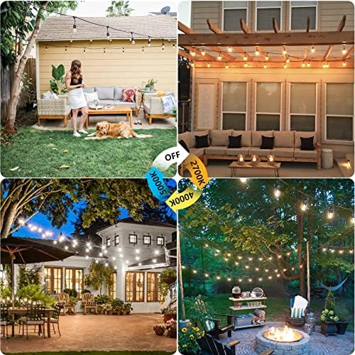 Mlambert 3 Color Outdoor LED Dimmable String Lights with Remote 48FT, Black - Image 3