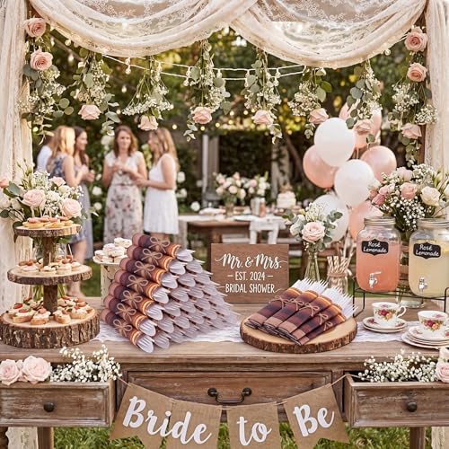 400 Pcs Wood Grain Wedding Supplies for 100 Guests Rustic Party - Image 6