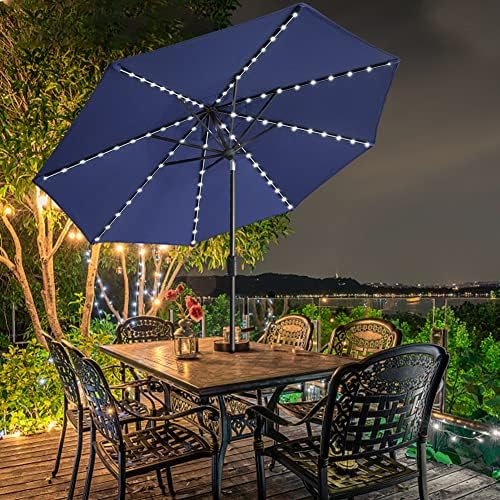 EliteShade USA 10-Year-Non-Fading 9ft Market Patio Umbrella, Commercial Grade Table Sun Umbrella with 80 Solar LED Lights, Crank Open, Windproof & UPF 50+ UV Protection for Garden, Deck, Pool, Backyard, Navy Blue - Image 4