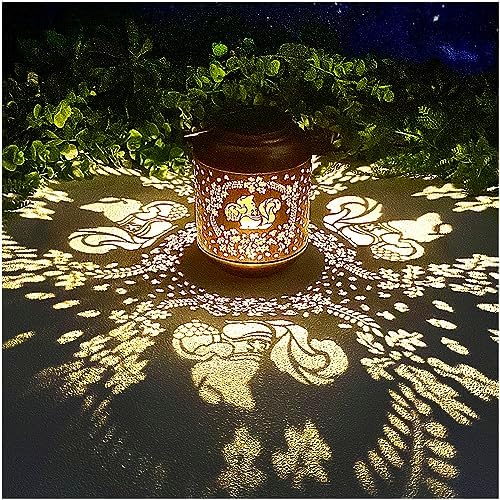Squirrel Solar Lanterns Outdoor Waterproof Hanging Solar Lights Squirrel Gifts for Women Men Metal Decorative LED Lanterns for Yard,Patio,Lawn,Tabletop,Pathway,Landscape,Garden Decor by TIGGSY