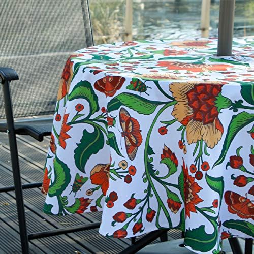 EHouseHome 70 inch Round Floral Tablecloth, Polyester, Waterproof, Zippered, Umbrella Hole, Perfect for BBQs, Parties, Gatherings - Image 5