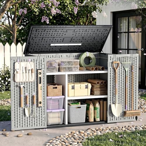 Outdoor Storage Shed Resin Waterproof Storage Cabinet for Patio Garden - Image 3